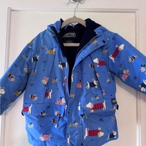 Lands' End Kids Blue Puffer Jacket with Dogs
